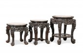 THREE CHINESE HARDWOOD PEDESTA