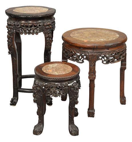 THREE CHINESE HARDWOOD STANDS,