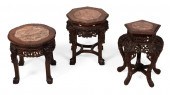 THREE CHINESE HARDWOOD TABORET
