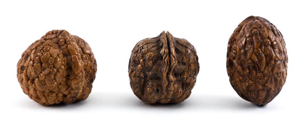 THREE CHINESE HEDIAO (NUT CARVINGS)