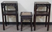 THREE CHINESE HONGMU MARBLE IN