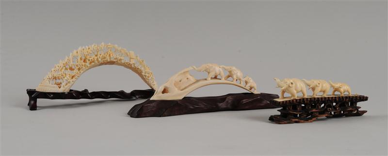 THREE CHINESE IVORY BRIDGES The
