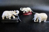 THREE CHINESE IVORY CARVED ELE