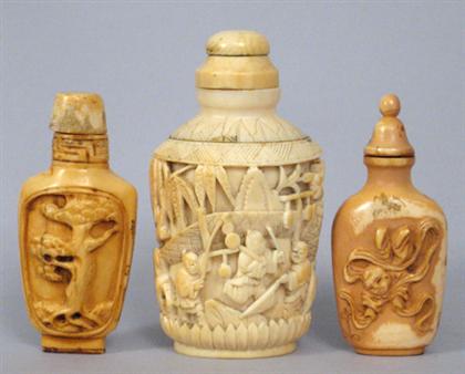 Three Chinese ivory snuff bottles