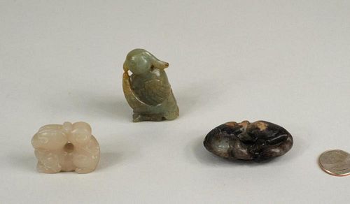 THREE CHINESE JADE CARVED