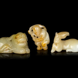 Three Chinese Jade Figures of