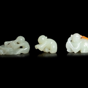 Three Chinese Jade Figures of
