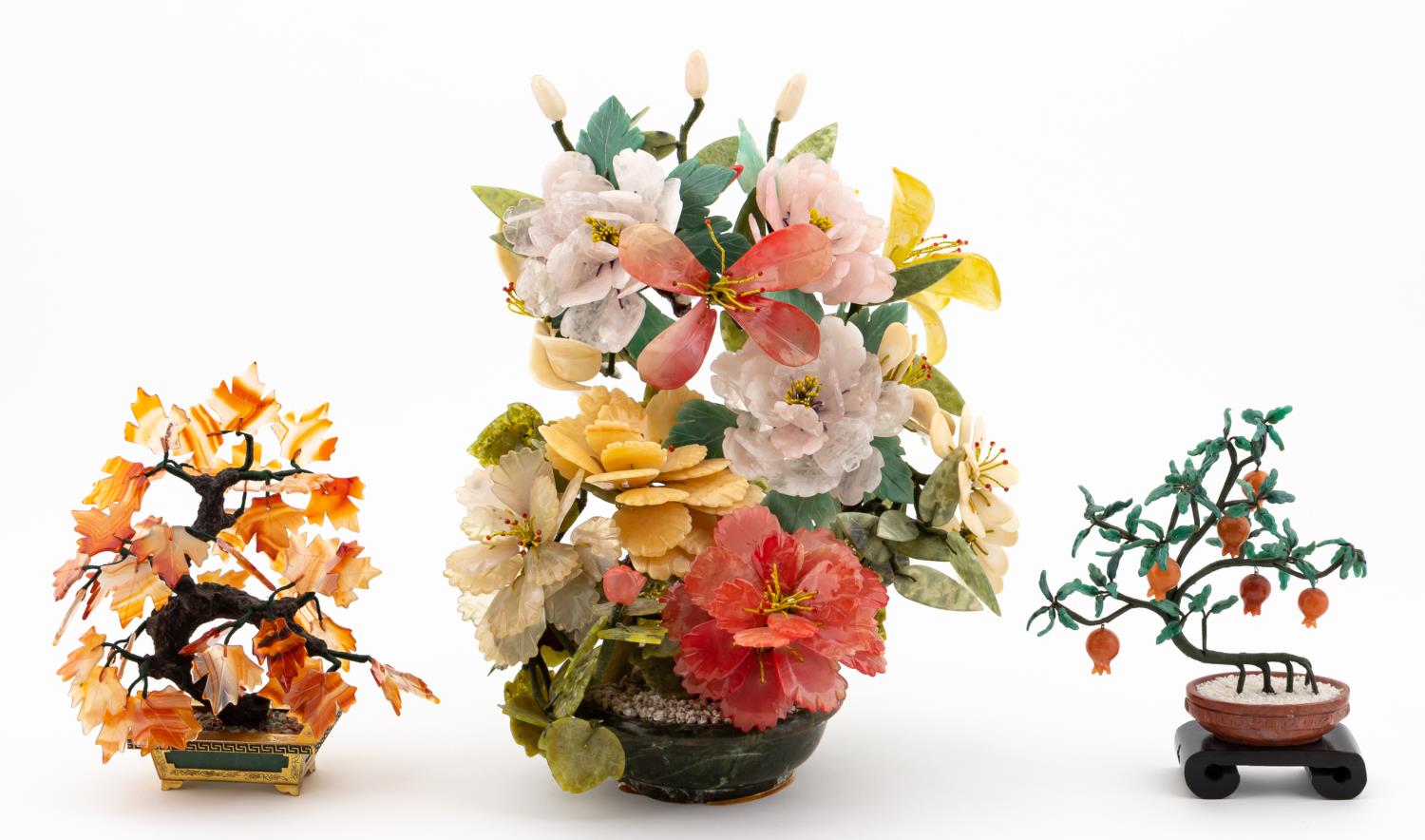 THREE CHINESE JADE, QUARTZ, AND