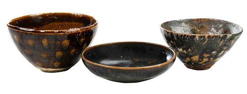 THREE CHINESE JIAN TYPE GLAZED
