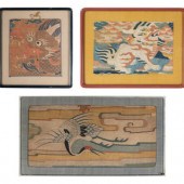 Three Chinese Kesi Silk Panels