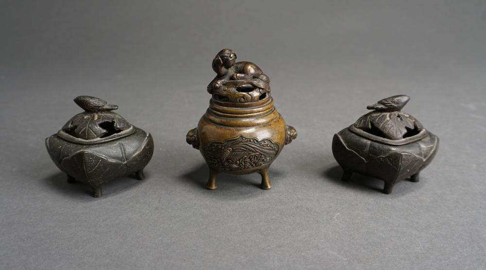 THREE CHINESE MINIATURE BRONZE