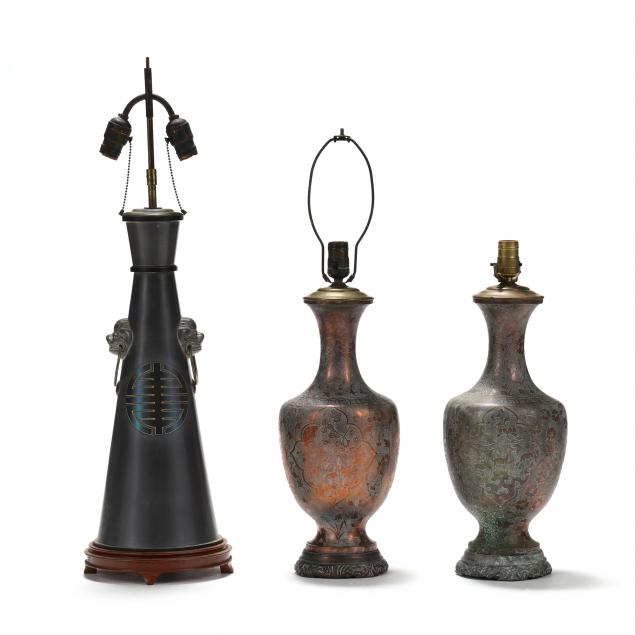 THREE CHINESE MIXED METAL TABLE