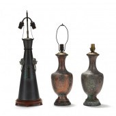 THREE CHINESE MIXED METAL TABL