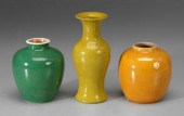Three Chinese monochrome porce