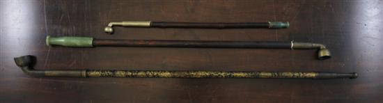 Three Chinese opium pipes 19th