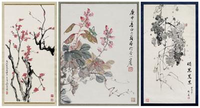 Three Chinese paintings: ink and