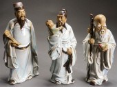 THREE CHINESE PARTIAL GLAZED T