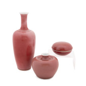THREE CHINESE PEACH BLOOM RED