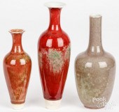 THREE CHINESE PEACH BLOOM VASE