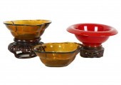 THREE CHINESE PEKING GLASS BOW
