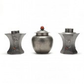 THREE CHINESE PEWTER CONTAINER