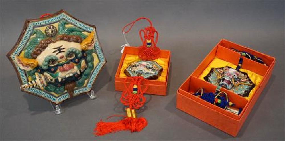 THREE CHINESE POLYCHROME GLAZED