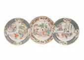 THREE CHINESE POLYCHROME PORCE