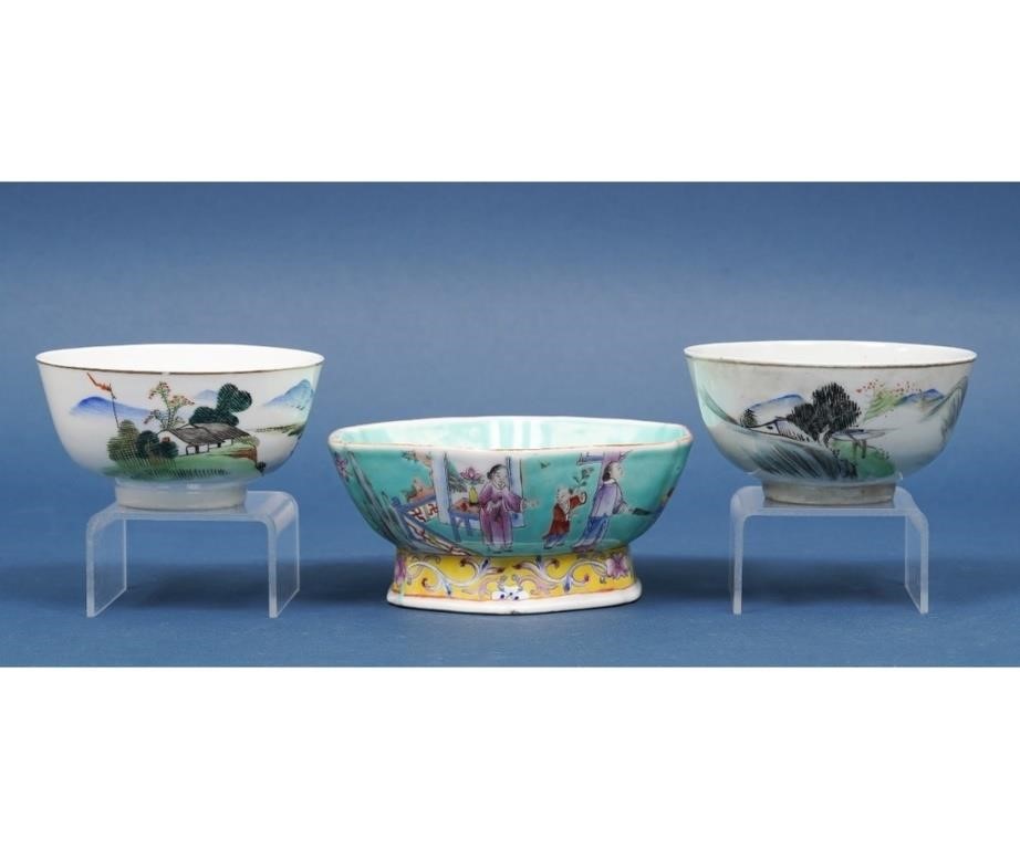 Three Chinese porcelain bowls,