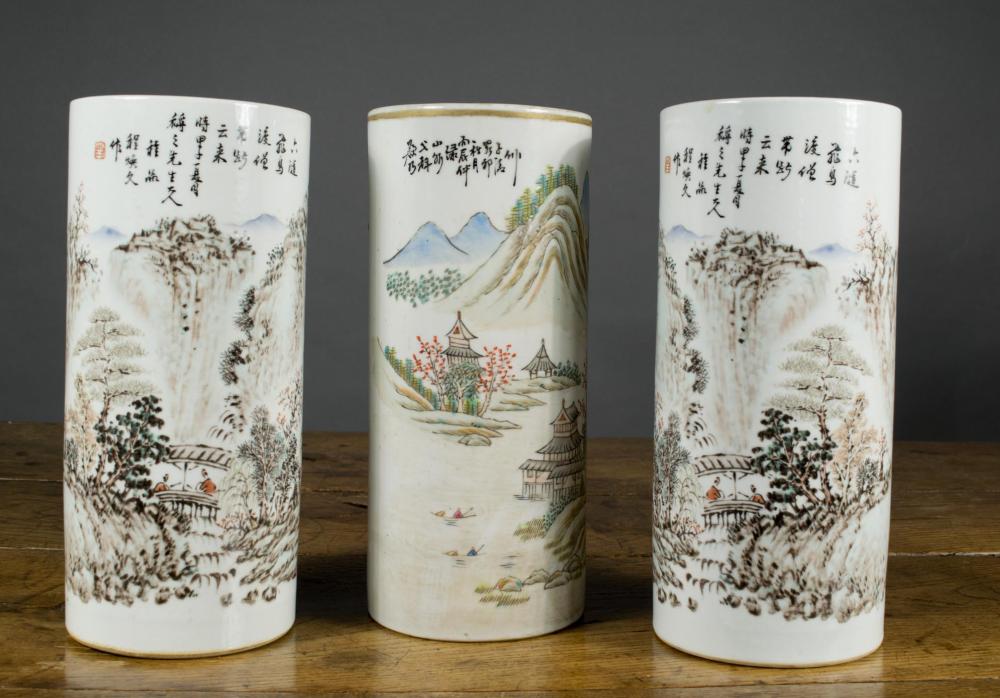 THREE CHINESE PORCELAIN BRUSH
