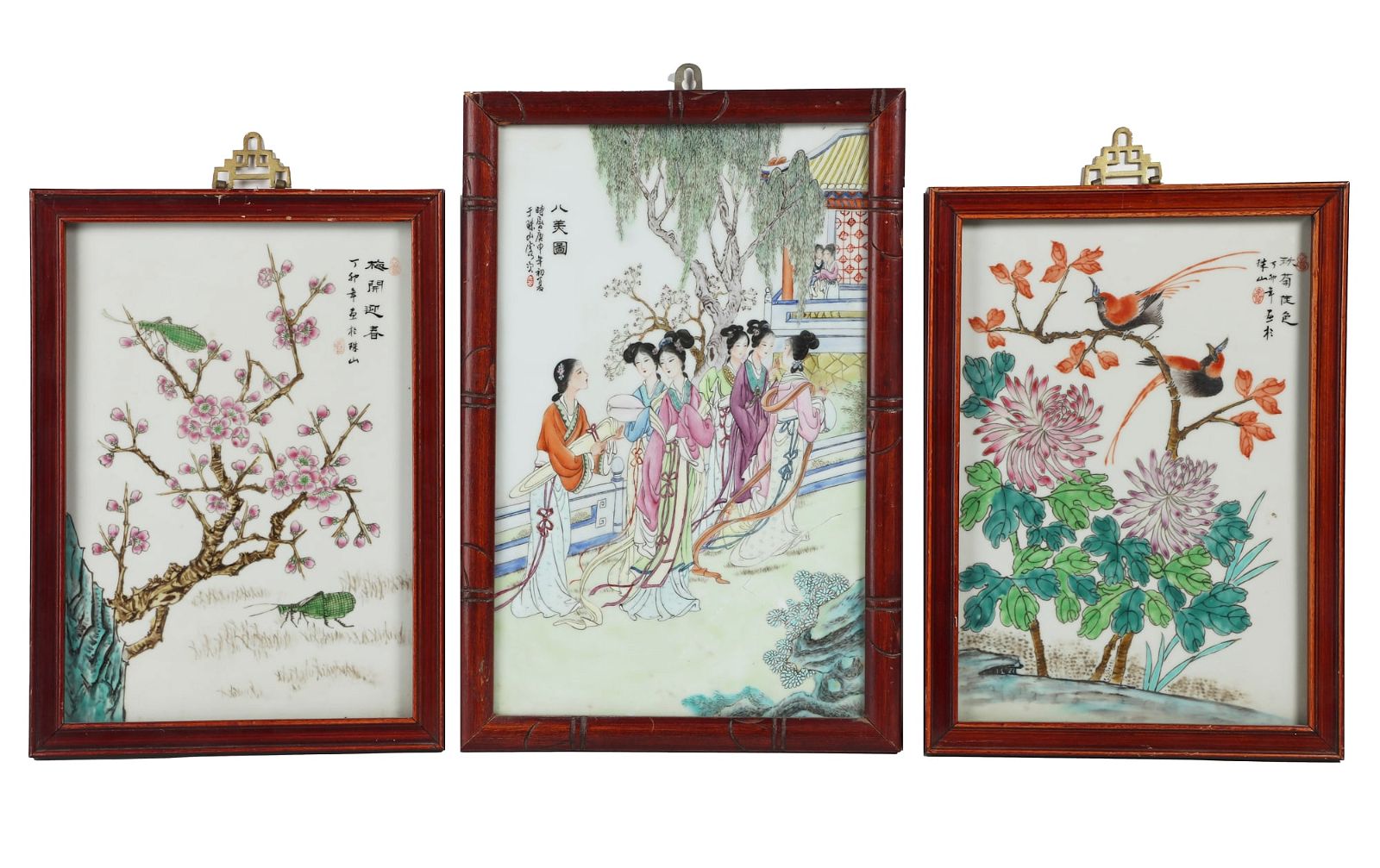THREE CHINESE PORCELAIN PANELSThree