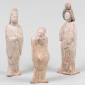 THREE CHINESE POTTERY TOMB FIG