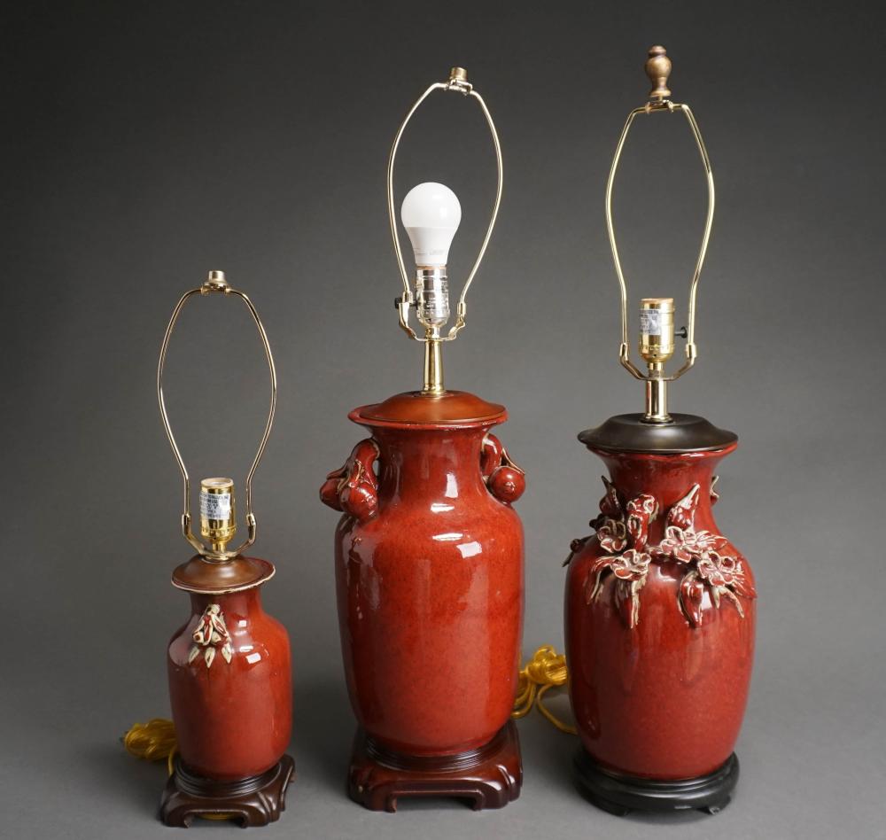 THREE CHINESE SANG DE BOEUF