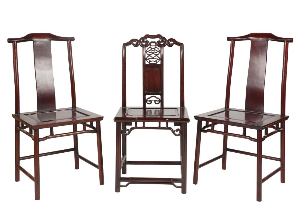 THREE CHINESE SIDE CHAIRSThree