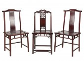THREE CHINESE SIDE CHAIRSThree