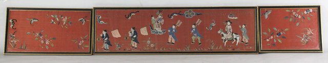 Three Chinese silk embroidery