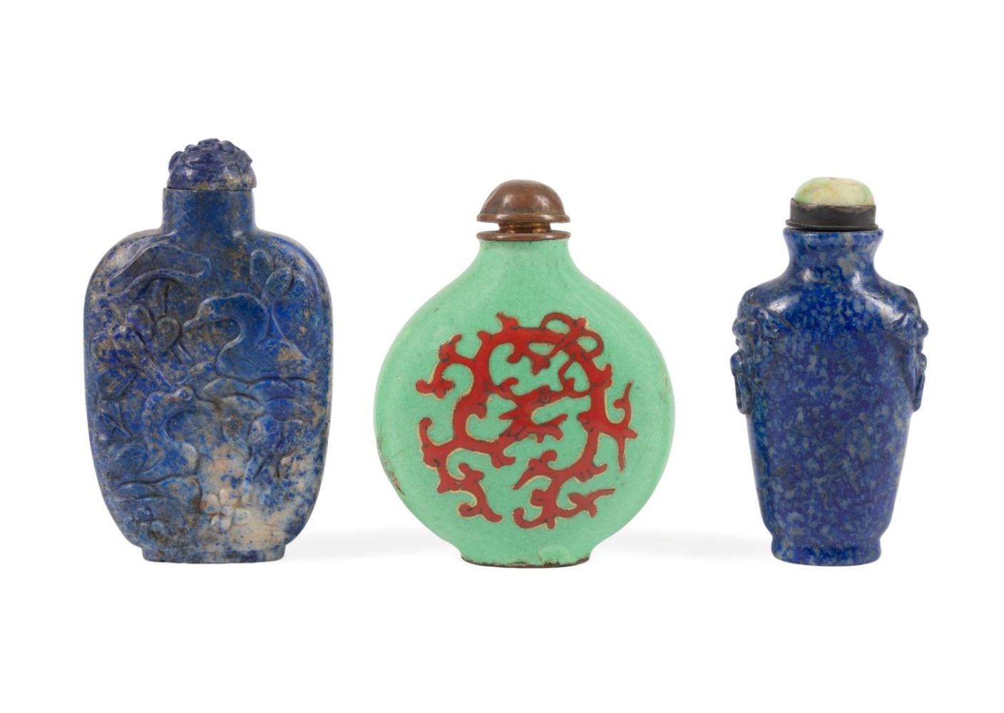 THREE CHINESE SNUFF BOTTLES, INCLD.