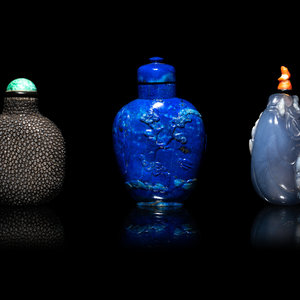 Three Chinese Snuff Bottles Late