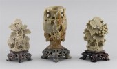 THREE CHINESE SOAPSTONE CARVIN