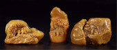 THREE CHINESE SOAPSTONE TIANHU