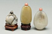 Three Chinese stone snuff bott