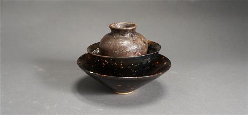 THREE CHINESE SUNG-TYPE BROWN GLAZE