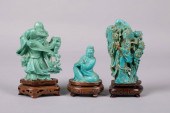 THREE CHINESE TURQUOISE FIGURA