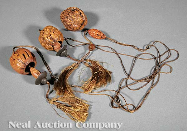 Three Chinese Walnut Shell Carvings