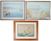 THREE CHINESE WATERCOLORS ON P
