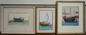 THREE CHINESE WATERCOLORSThree