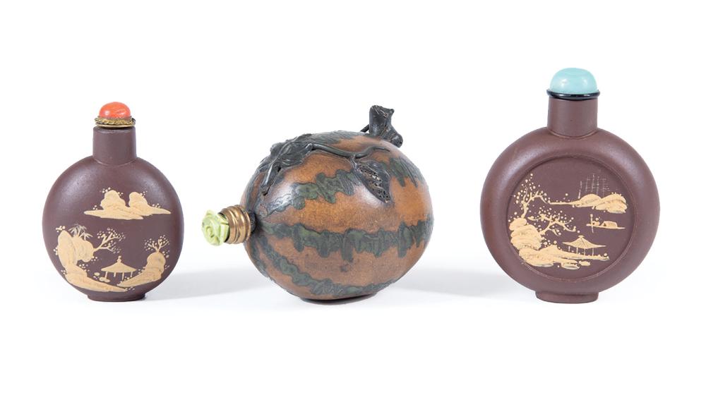 THREE CHINESE YIXING POTTERY
