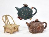 THREE CHINESE YIXING POTTERY T