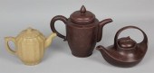 THREE CHINESE YIXING TEAPOTS E