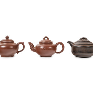 Three Chinese Zisha Teapots 20TH