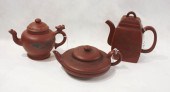 THREE CHINESE ZISHA TEAPOTS, V